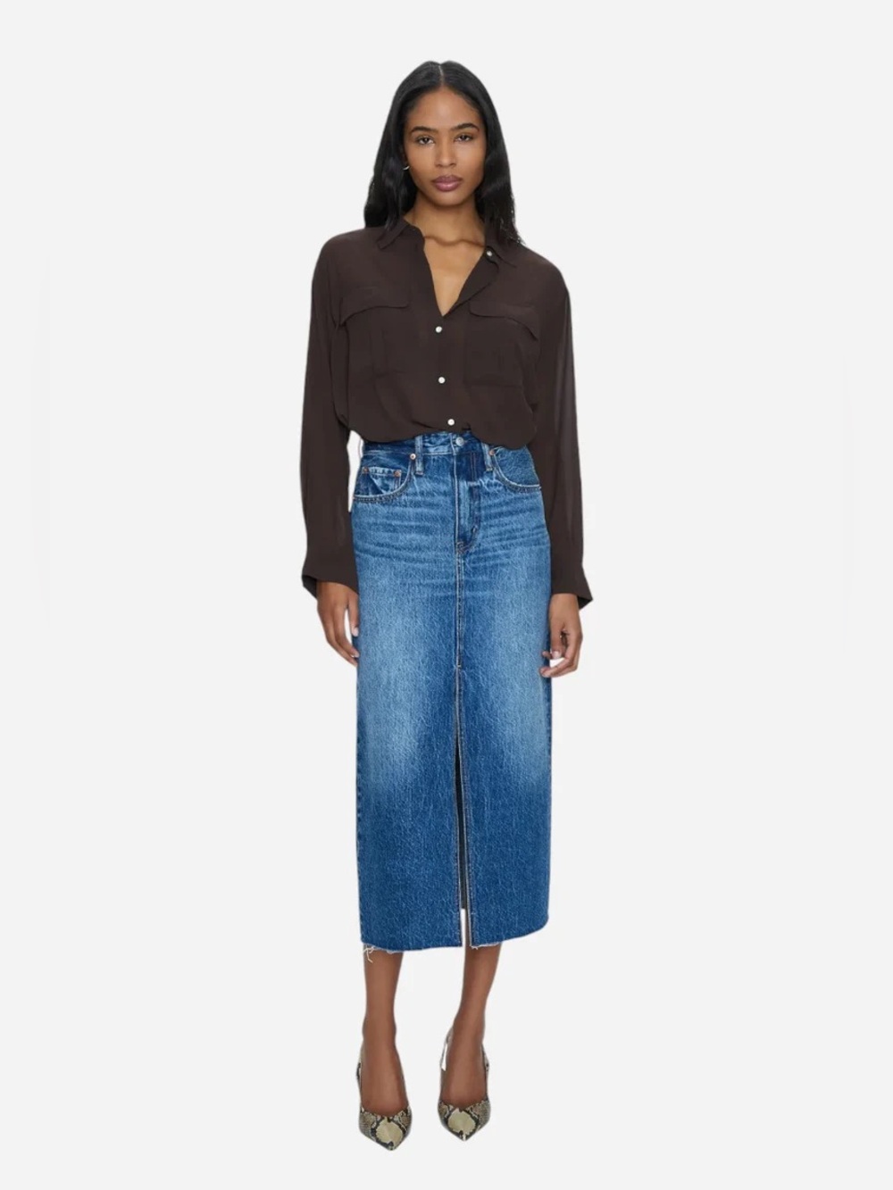Pistola High Rise Midi Alice Skirt 28 Fairfax wash